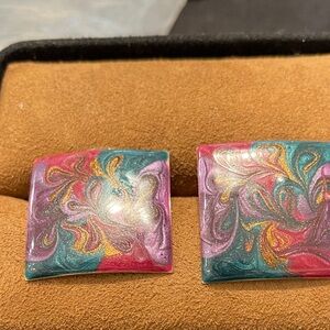 Vibrant Multicolor Swirl Earrings